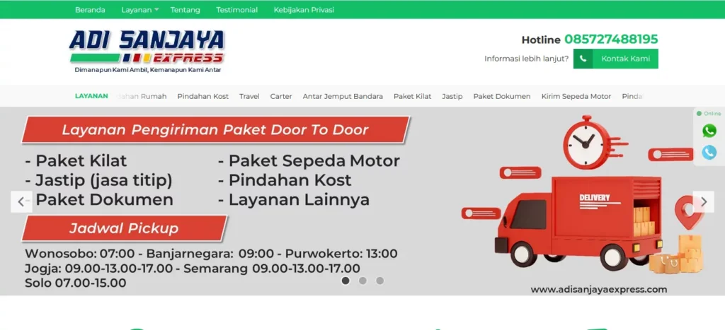 Website Travel Mobil | Adi Sanjaya Express