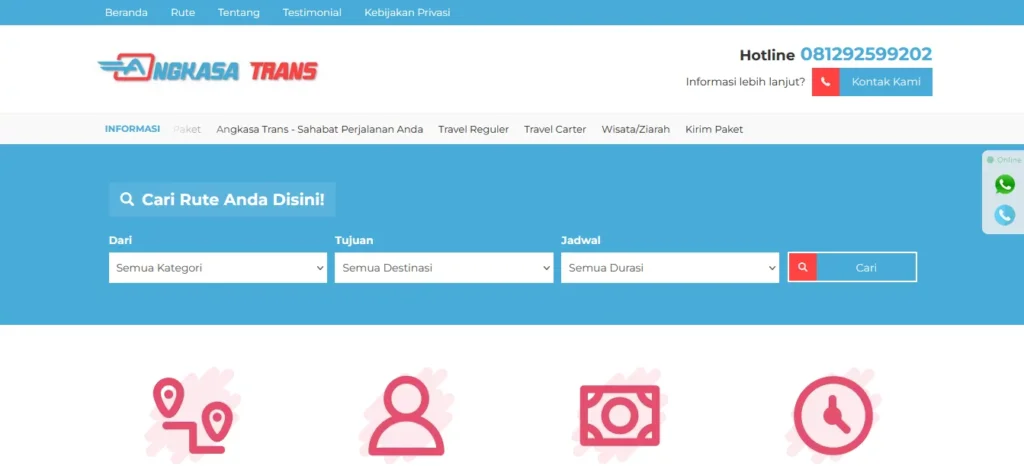 Website Travel Mobil | Angkasa Trans