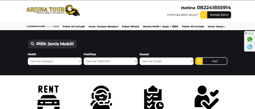 Website Travel Mobil | Arjuna Tour