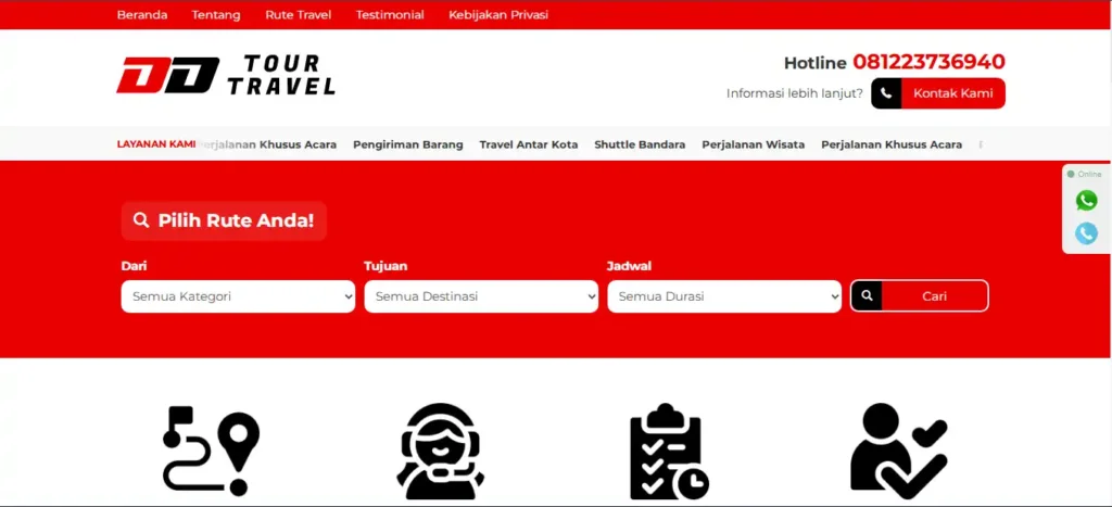 Website Travel Mobil | DD Tour & Travel