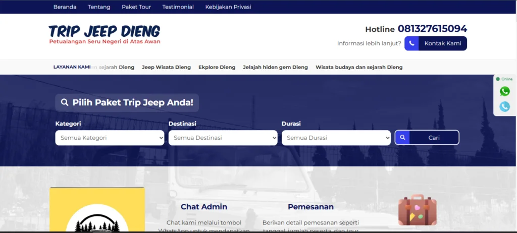 Website Wisata | Jeep Dieng Wisata