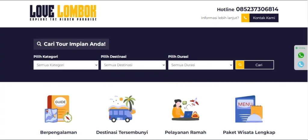 Website Wisata | Love Lombok