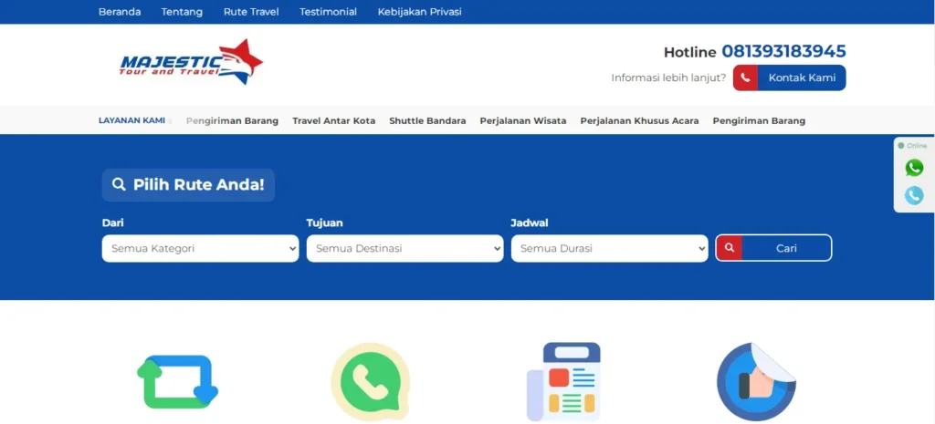 Website Travel Mobil | Majestic Travel