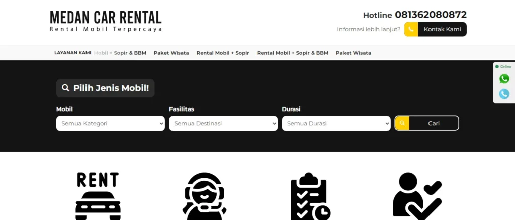 Website Travel Mobil | Medan Car Rental