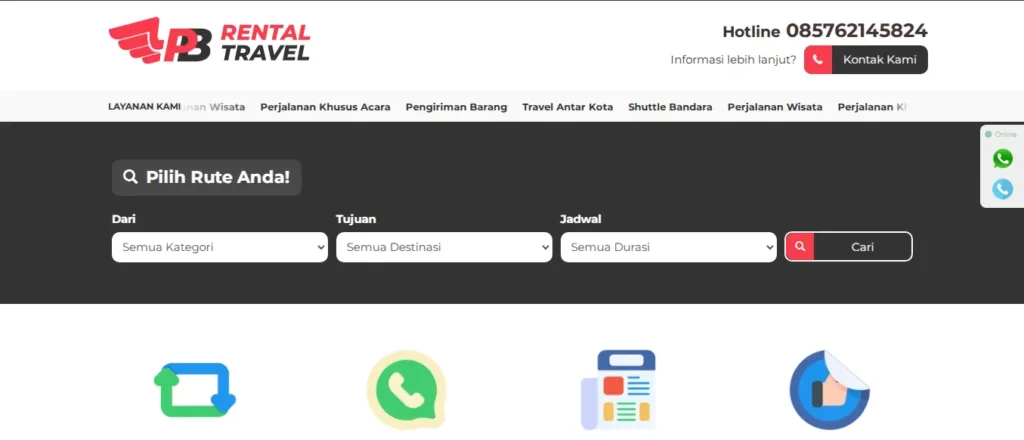 Website Travel Mobil | PB Rental & Travel
