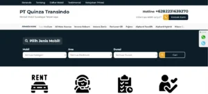 Website Travel Mobil | PT. Quinza Transindo