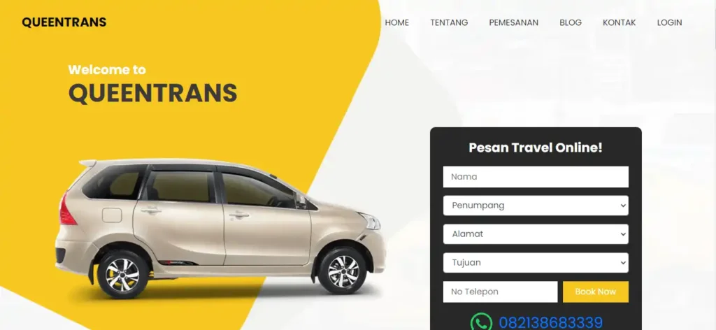 Website Travel Mobil | Queen Trans