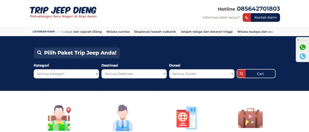 Website Travel Mobil | Trip Jeep Dieng